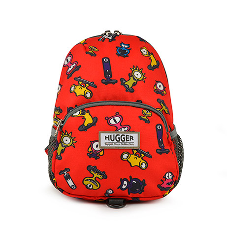 Plecaczek dla dziecka ze smyczą 1+ lat, Hugger Totty Tripper Small, Monster Skaters Red, stworki, potworki