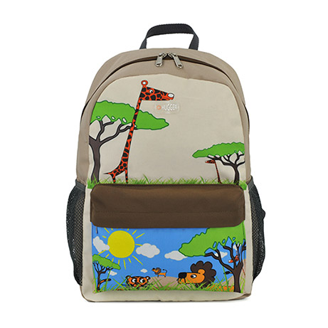 Wytrzymały tornister plecak do szkoły dla dzieci w wieku 6-7 lat, Hugger, Let's Go Large, Safari, system Air-Flow na plecach
